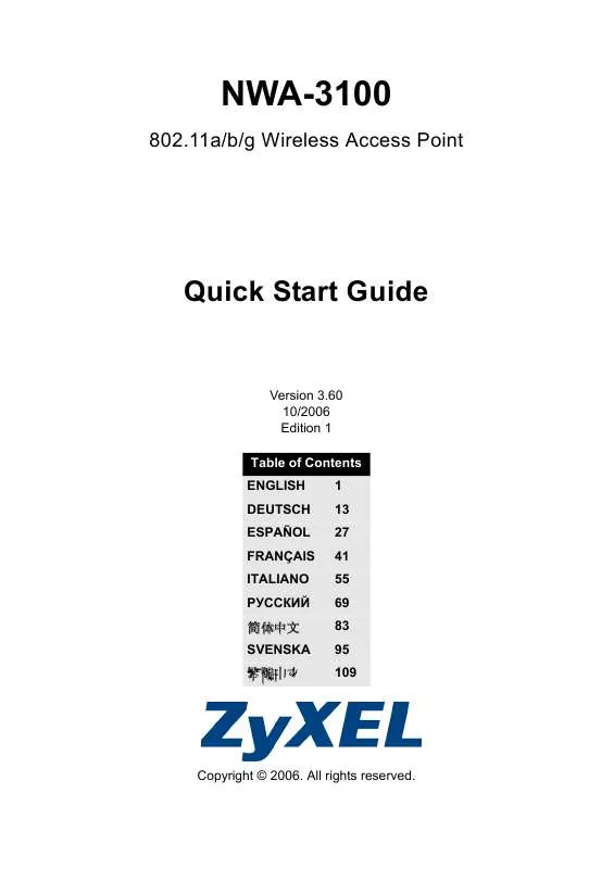 Mode d'emploi ZYXEL NWA-3100